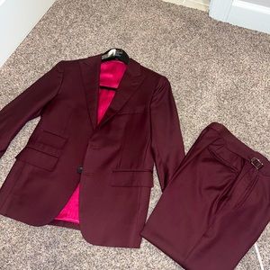 Custom burgundy 3 price suit- bespoke